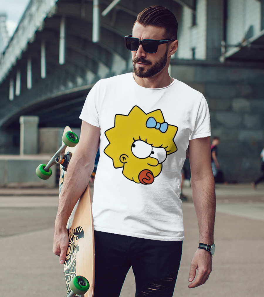 Manicita The Simpsons Maggie Angry Face With Pacifier And Bow T-Shirt