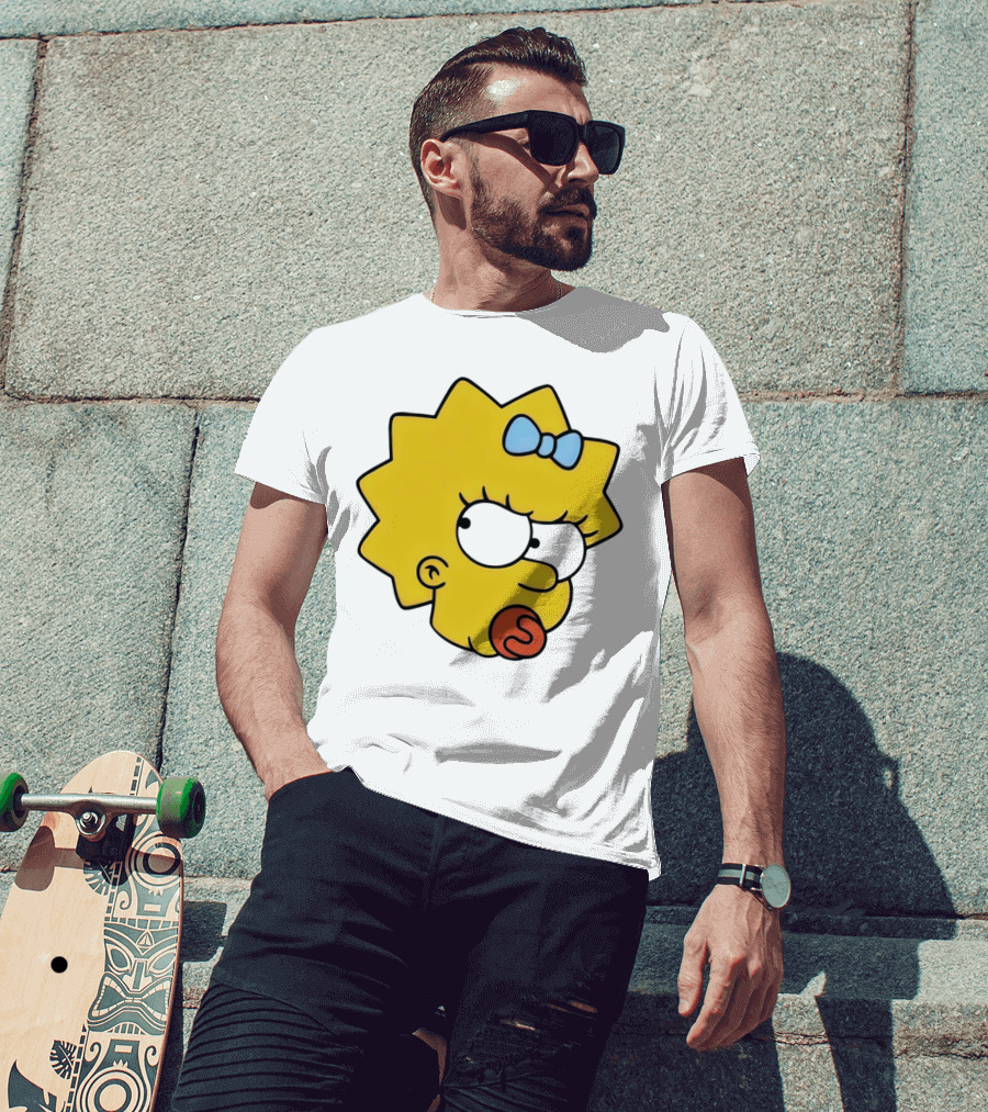 Manicita The Simpsons Maggie Angry Face With Pacifier And Bow T-Shirt