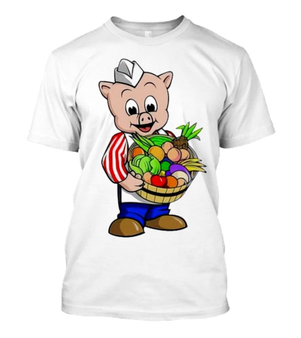 Piggly Wiggly Palmetto Pig With Basket Of Fresh Vegetables T-Shirt