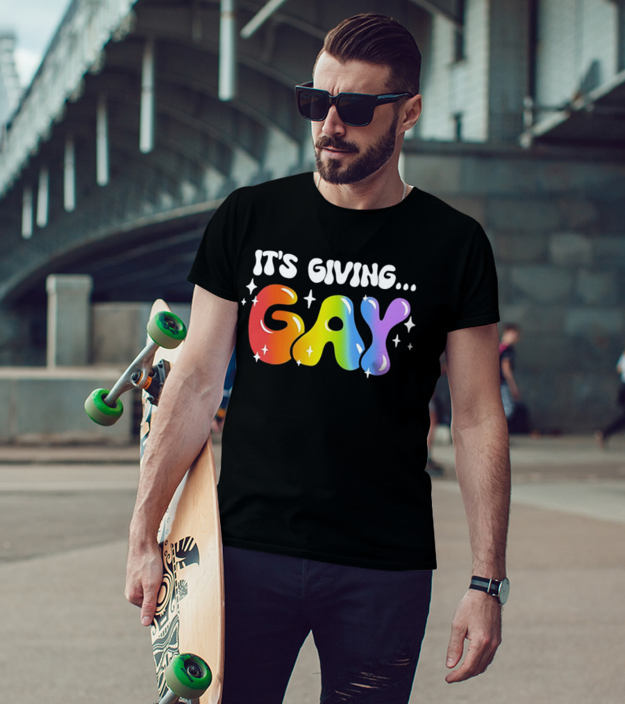 It's Giving Gay Pride Rainbow Sparkles T-Shirt