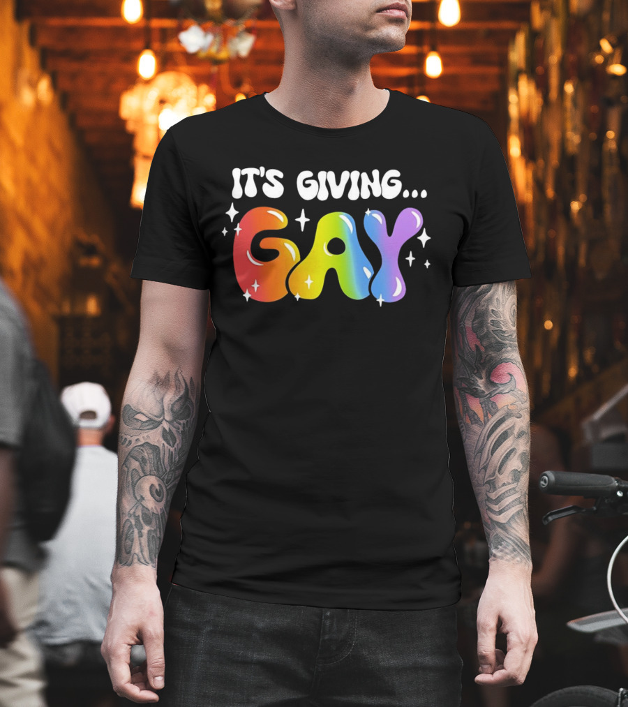 It's Giving Gay Pride Rainbow Sparkles T-Shirt