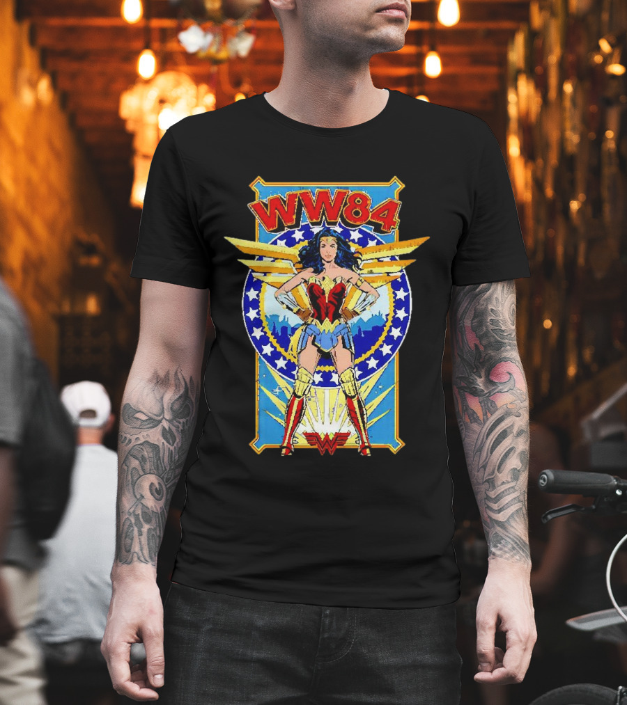 WW84 Wonder Woman Retro Superhero Wings and Stars T-Shirt
