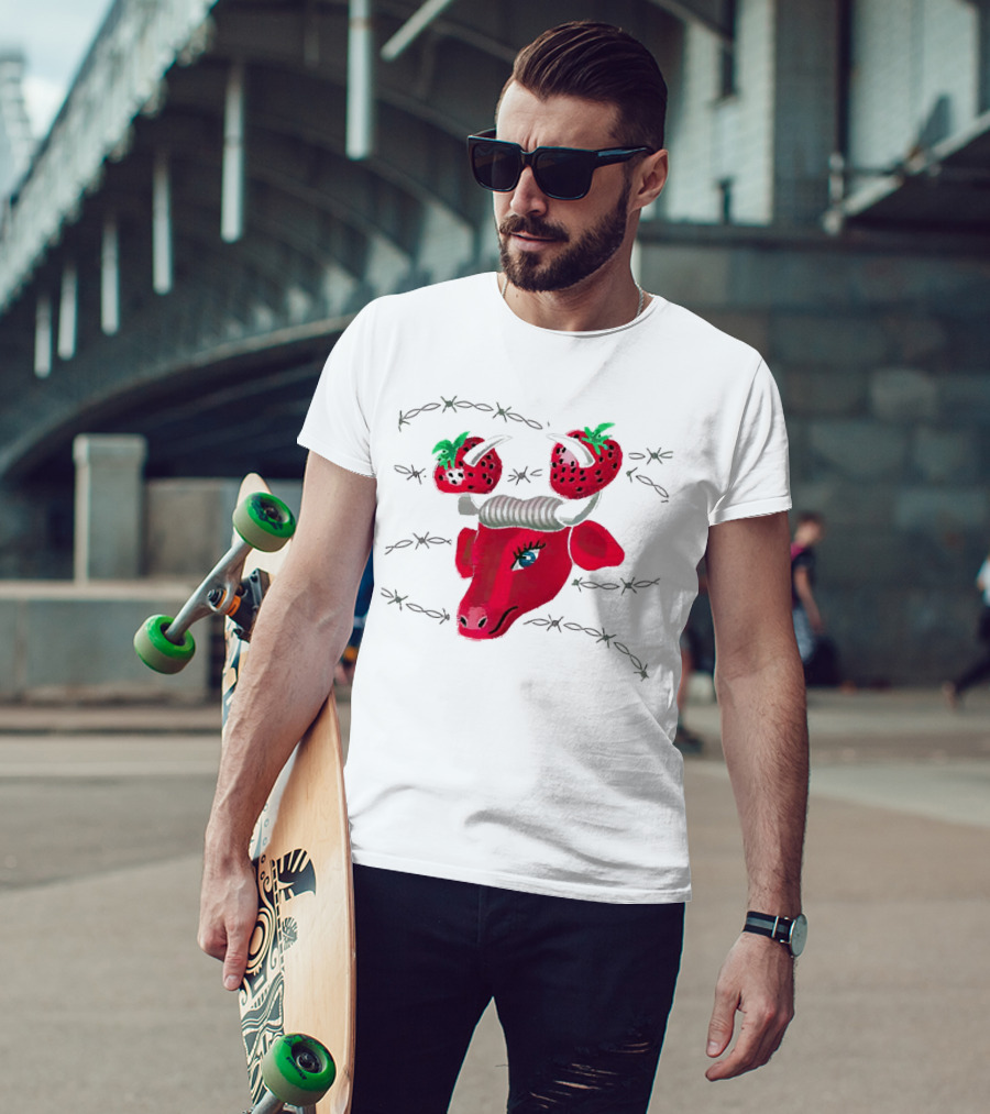 Strawberry Bull Barbed Horns T-Shirt