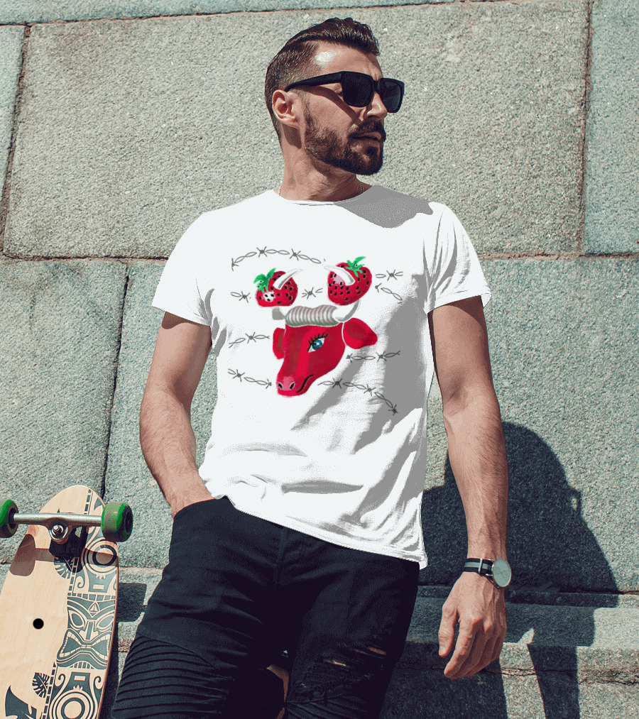 Strawberry Bull Barbed Horns T-Shirt