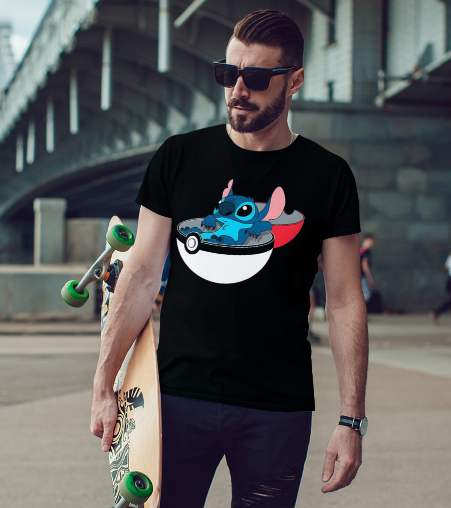 The Stitch Relaxing In Poké Ball Fusion Concept T-Shirt