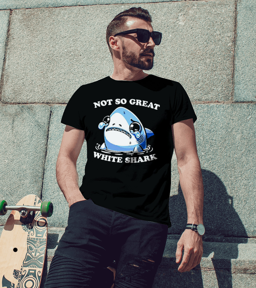 Not So Great White Shark Sad Crying Cartoon T-Shirt