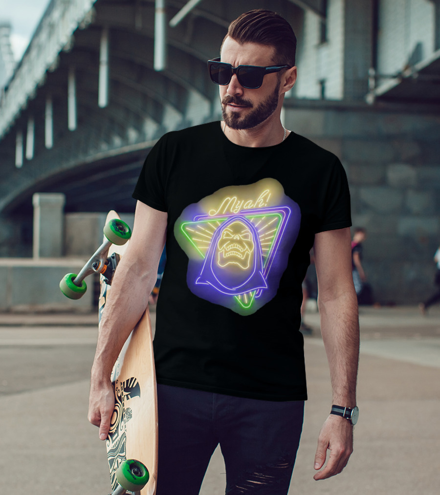 Skeletor Neon Myah Retro 80s Glowing Triangle T-Shirt