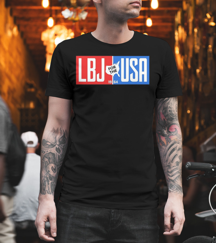 LBJ For The USA 1964 Vintage Political Campaign Red White Blue USA Map T-Shirt