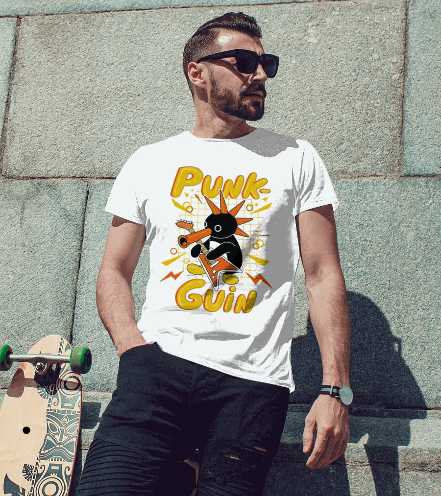 Punk-Guin Penguins Playing Musical Punk Guin T-Shirt