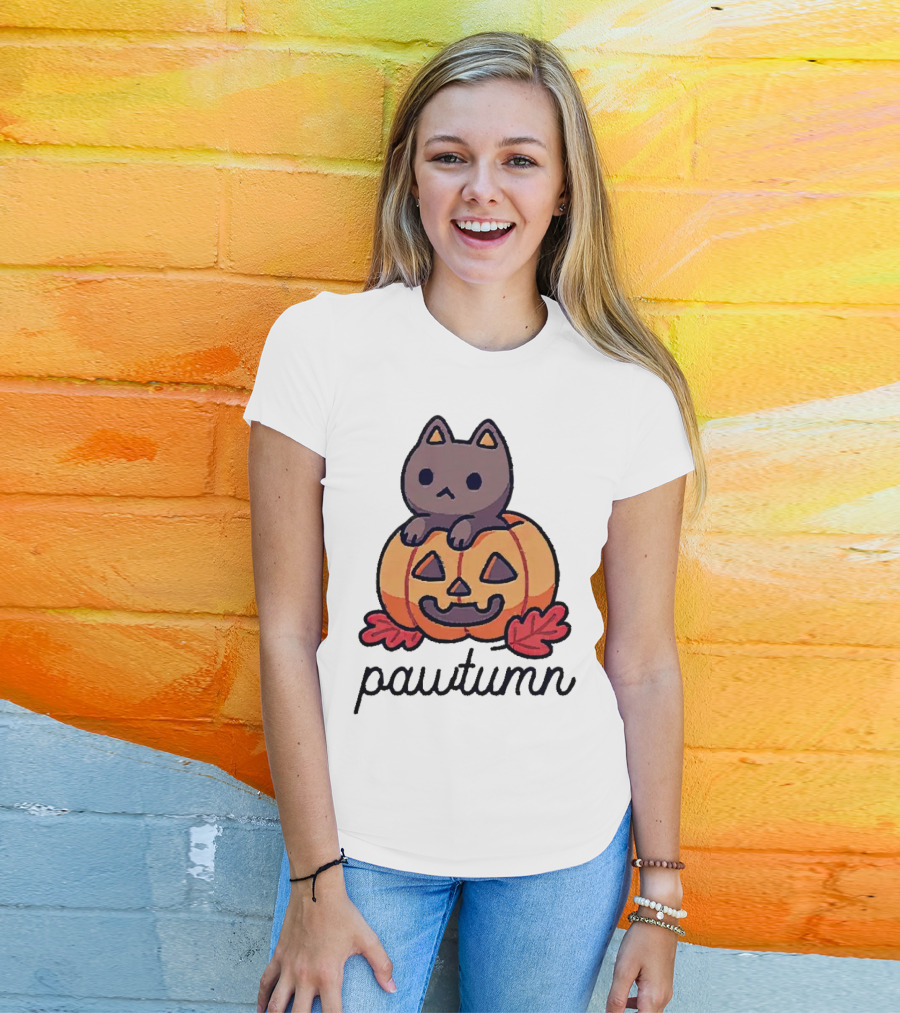 Halloween Cat Pawtumn Pumpkin T-Shirt