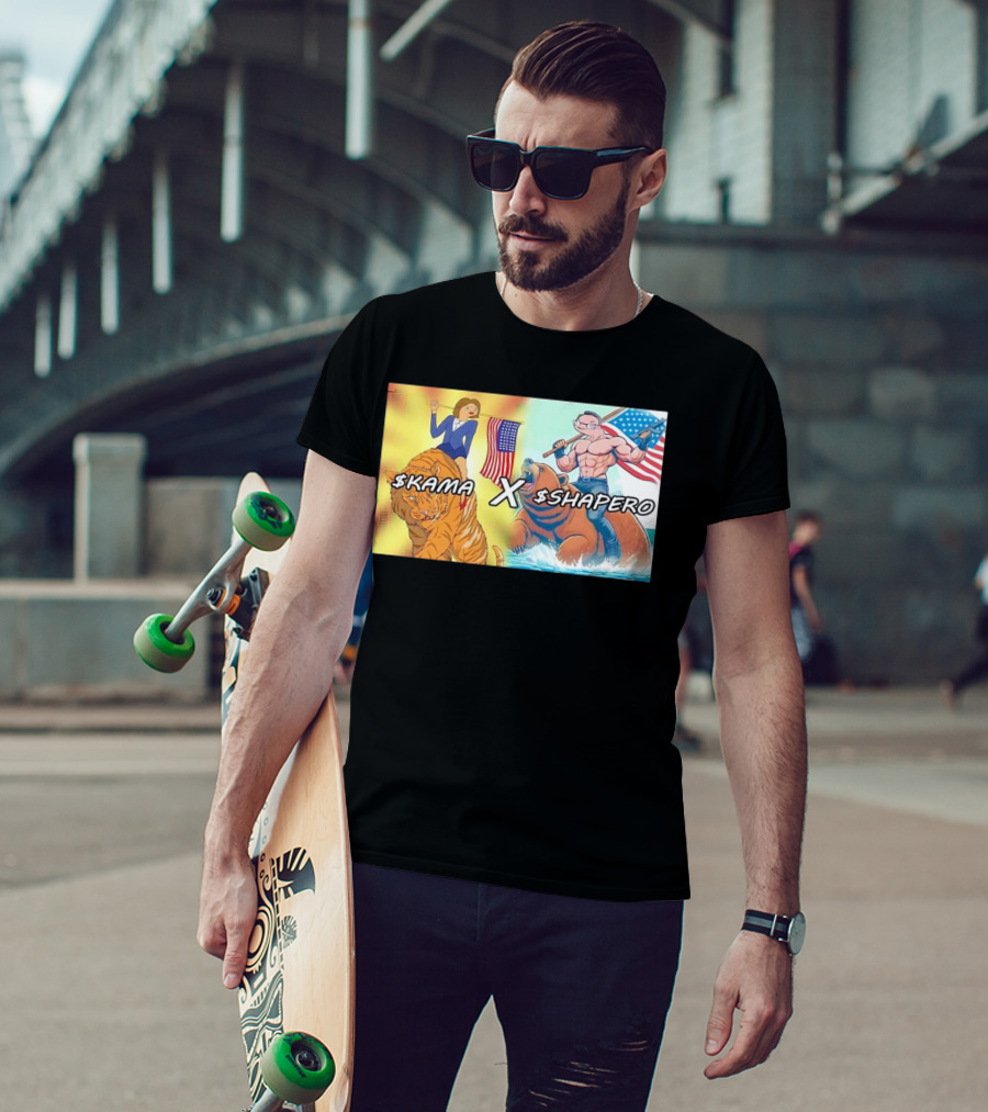Kama X Shapero USA Cartoon Tiger Bear Flag Showdown T-Shirt