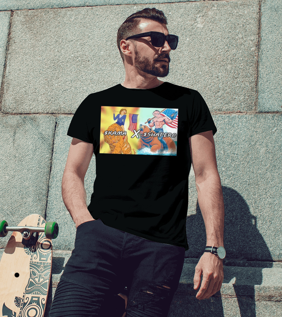 Kama X Shapero USA Cartoon Tiger Bear Flag Showdown T-Shirt