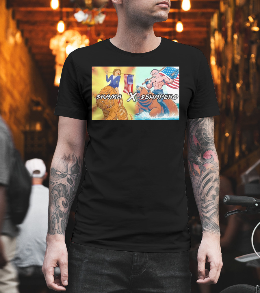 Kama x Shapero USA Cartoon Tiger Bear Flag Showdown T-Shirt