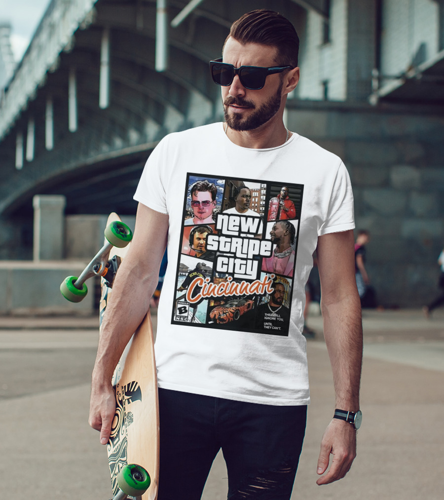 New Stripe City Cincinnati Icons Comic Style NFL T-Shirt