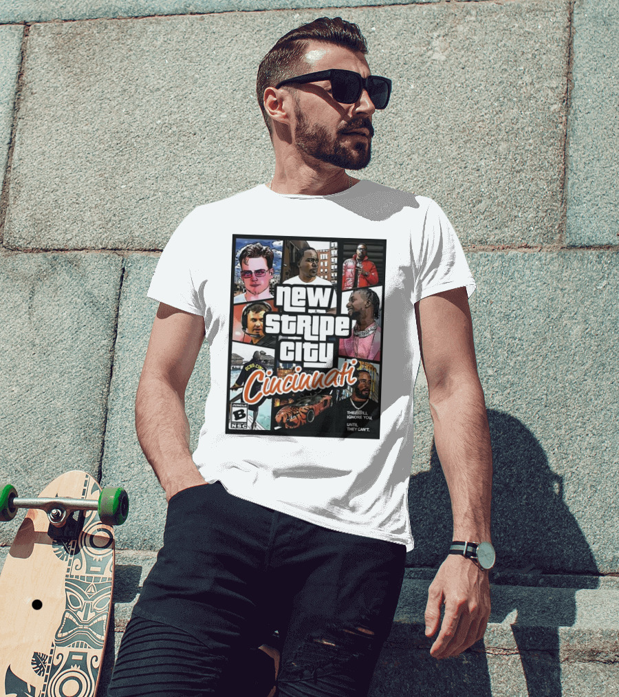 New Stripe City Cincinnati Icons Comic Style NFL T-Shirt