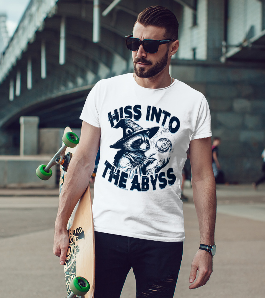Hiss Into The Abyss Raccoon Witch With Magic Orb T-Shirt