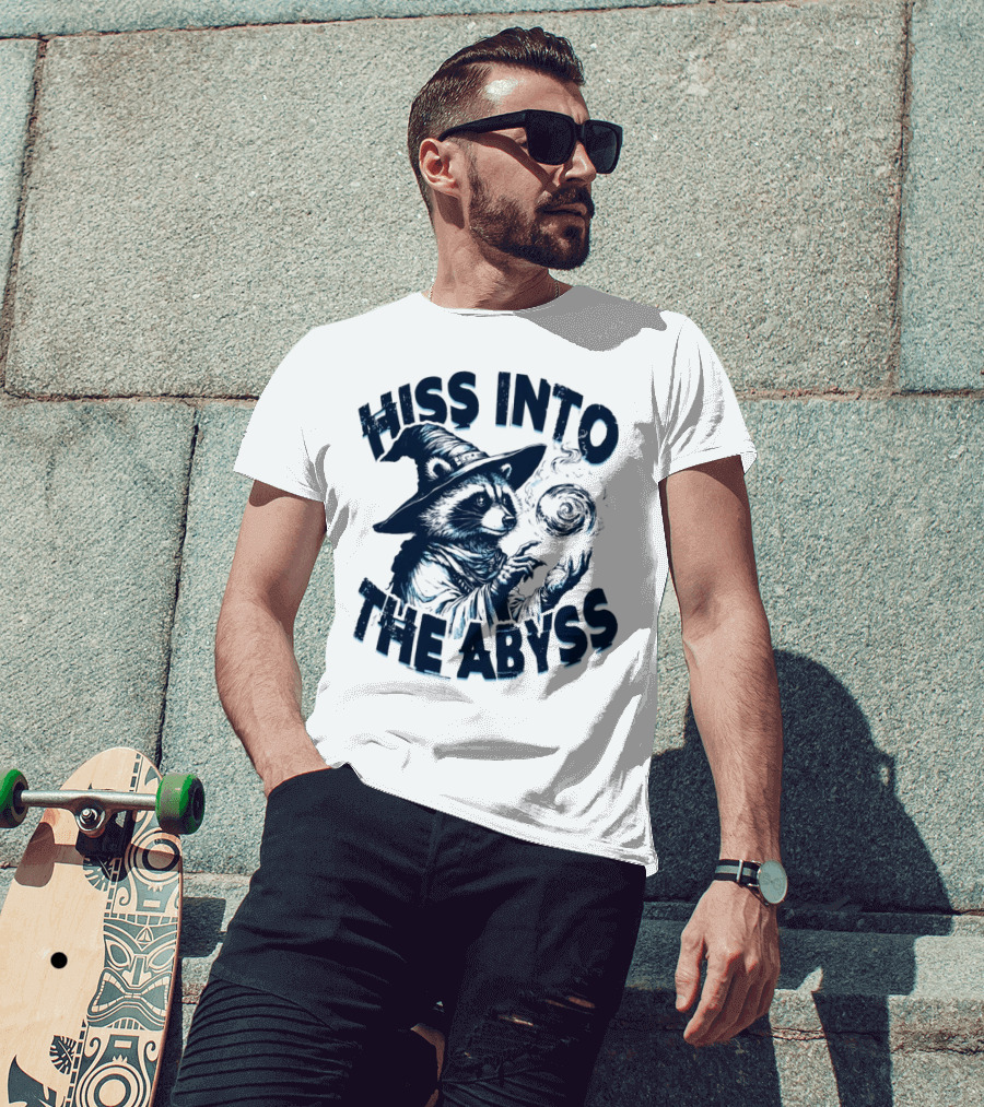 Hiss Into The Abyss Raccoon Witch With Magic Orb T-Shirt