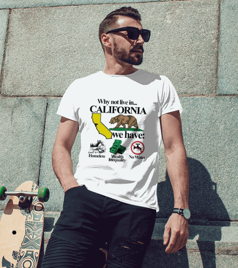 Why Not Live In California We Have Homeless Bear Wealth Inequality No Water T-Shirt