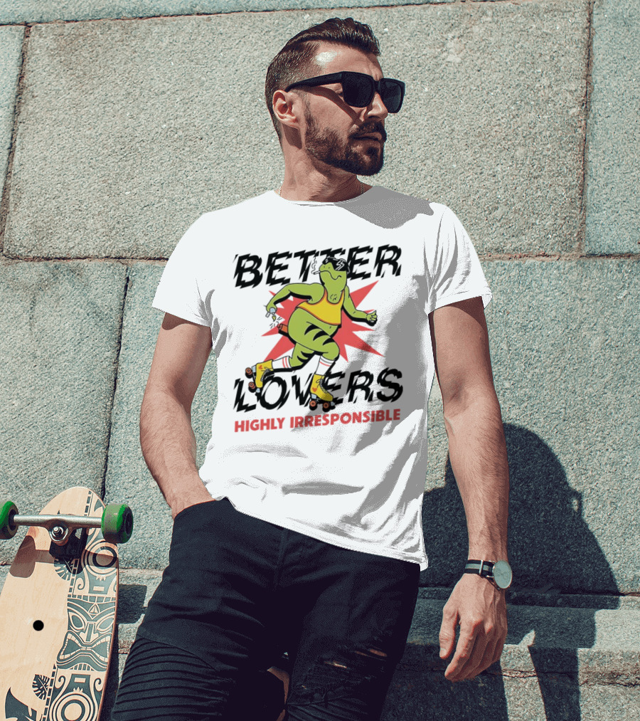 Better Lovers Highly Irresponsible Roller Skating Dinosaur On Yellow Wheels T-Shirt