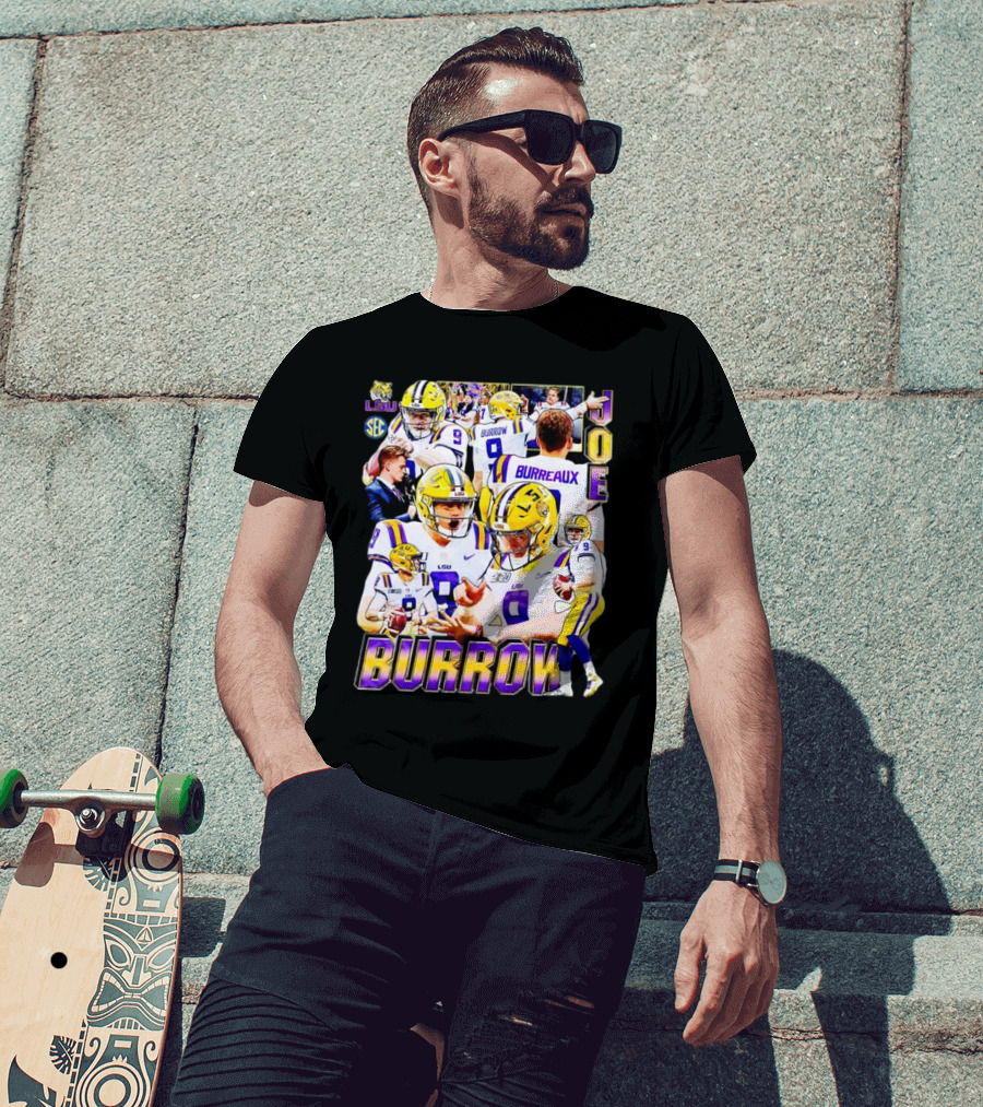 LSU Tigers Joe Burrow 9 SEC Football Burreaux Quarterback T-Shirt