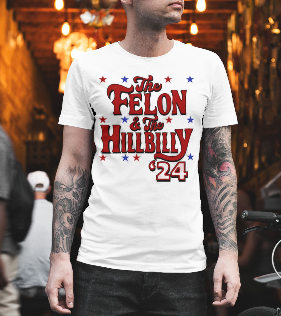 The Felon and The Hillbilly 24 Red and Blue Star T-Shirt