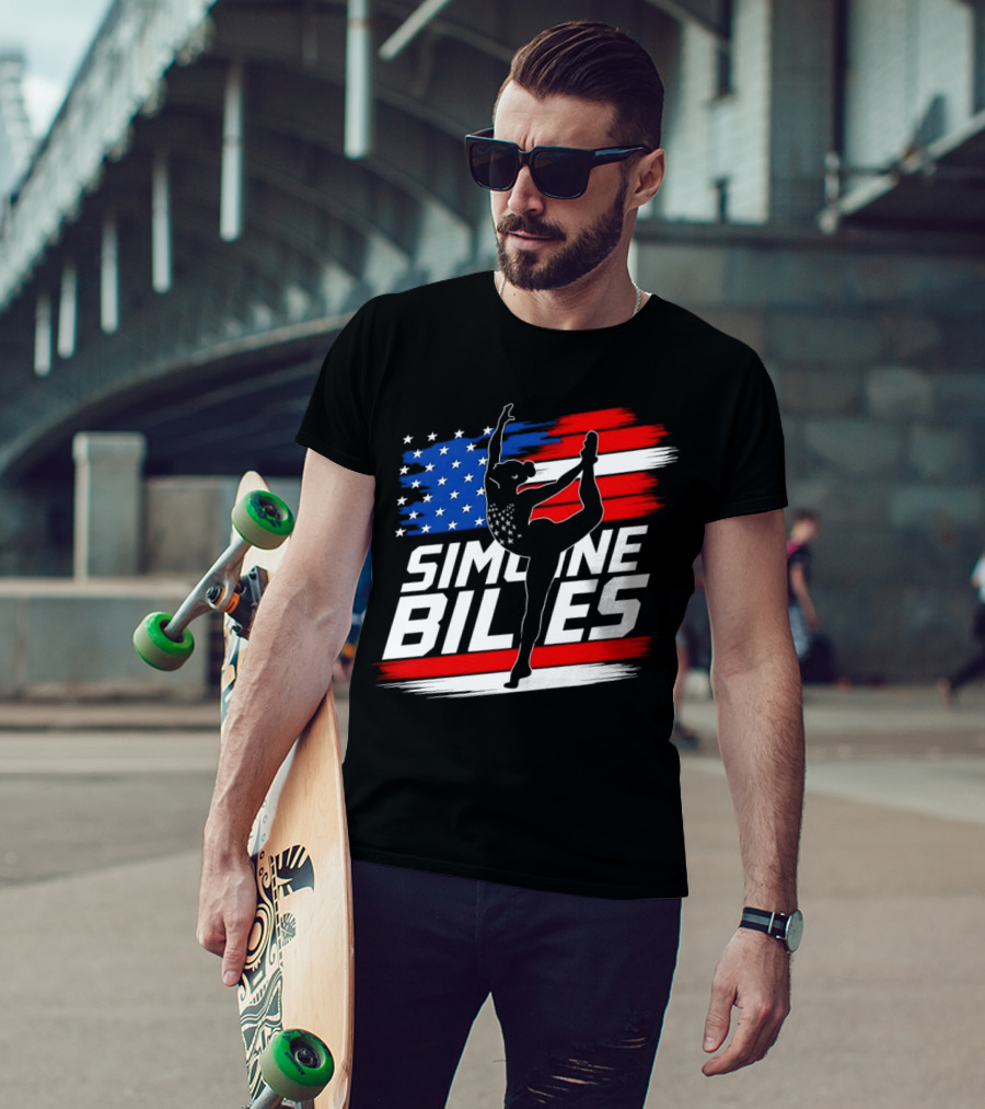Simone Biles USA American Flag Gymnastics Team T-Shirt