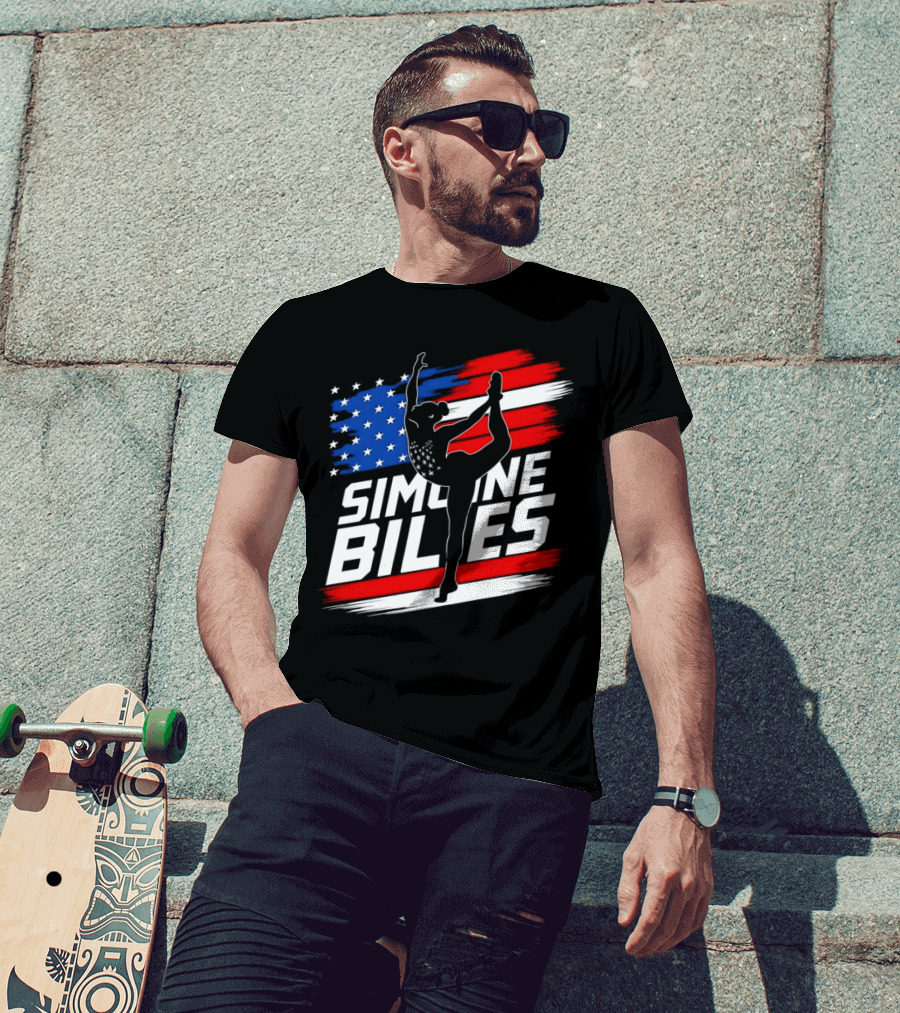 Simone Biles USA American Flag Gymnastics Team T-Shirt