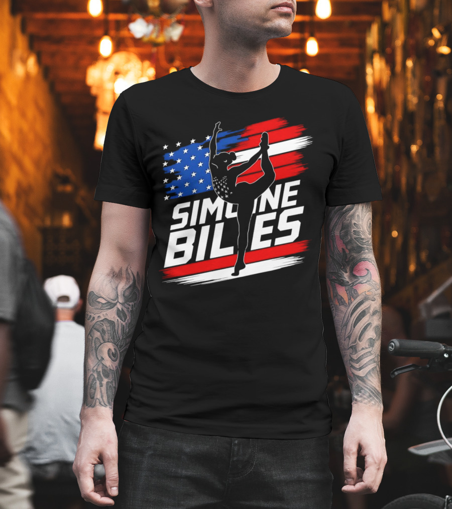 Simone Biles USA American Flag Gymnastics Team T-Shirt