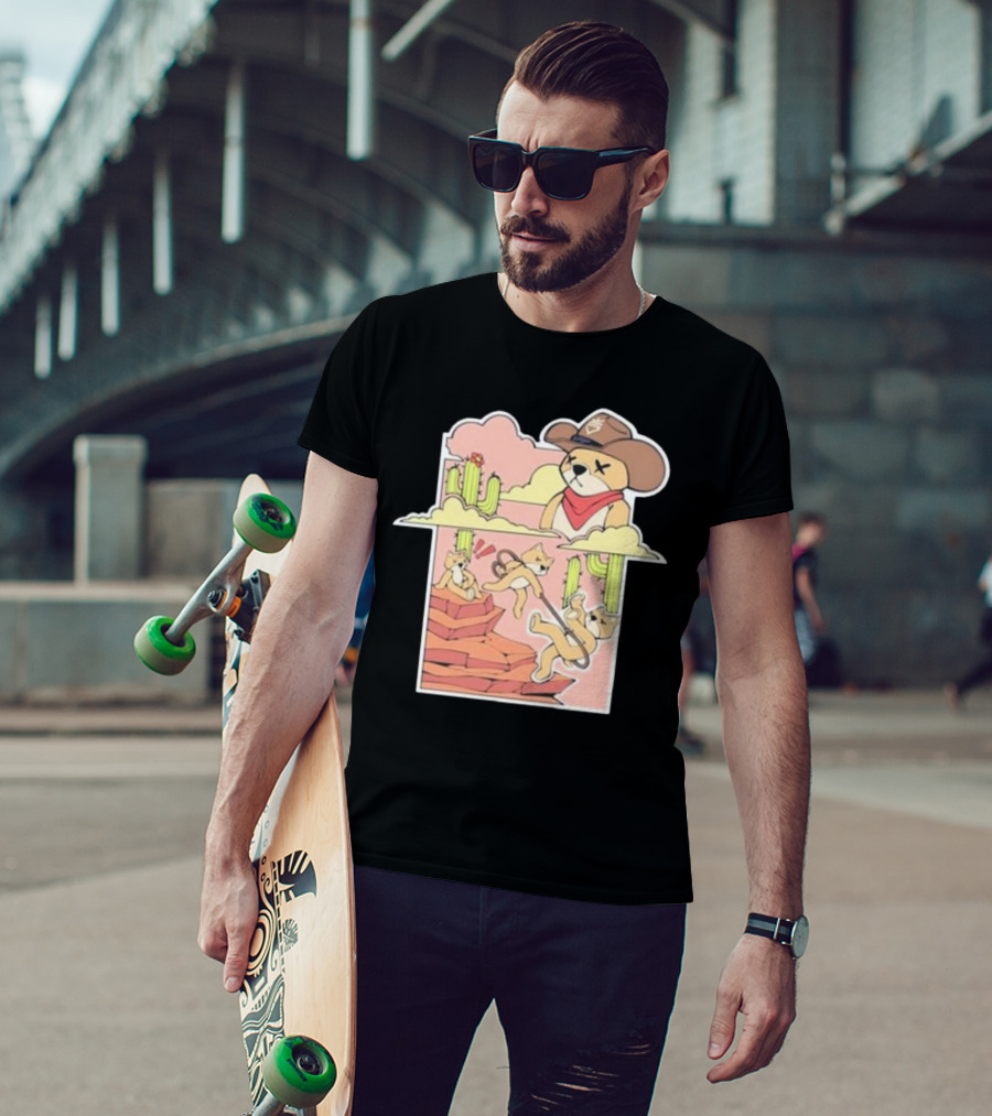 Rich And Lonely Outlaw Richie Cowboy Bear Adventure Cactus Desert T-Shirt