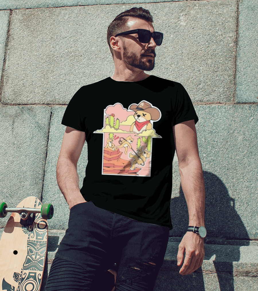 Rich And Lonely Outlaw Richie Cowboy Bear Adventure Cactus Desert T-Shirt
