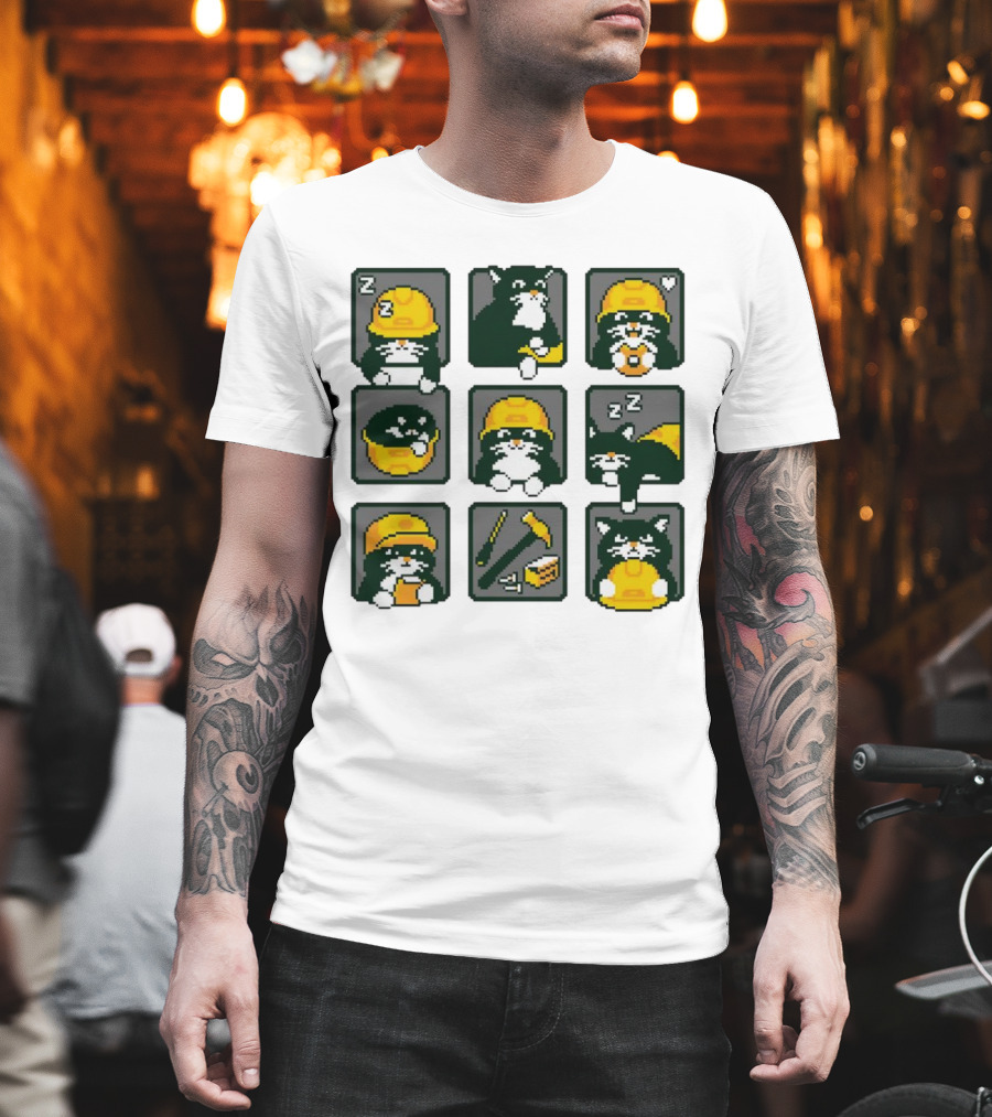 Cats In Construction Jobs Pixel Art Game T-Shirt