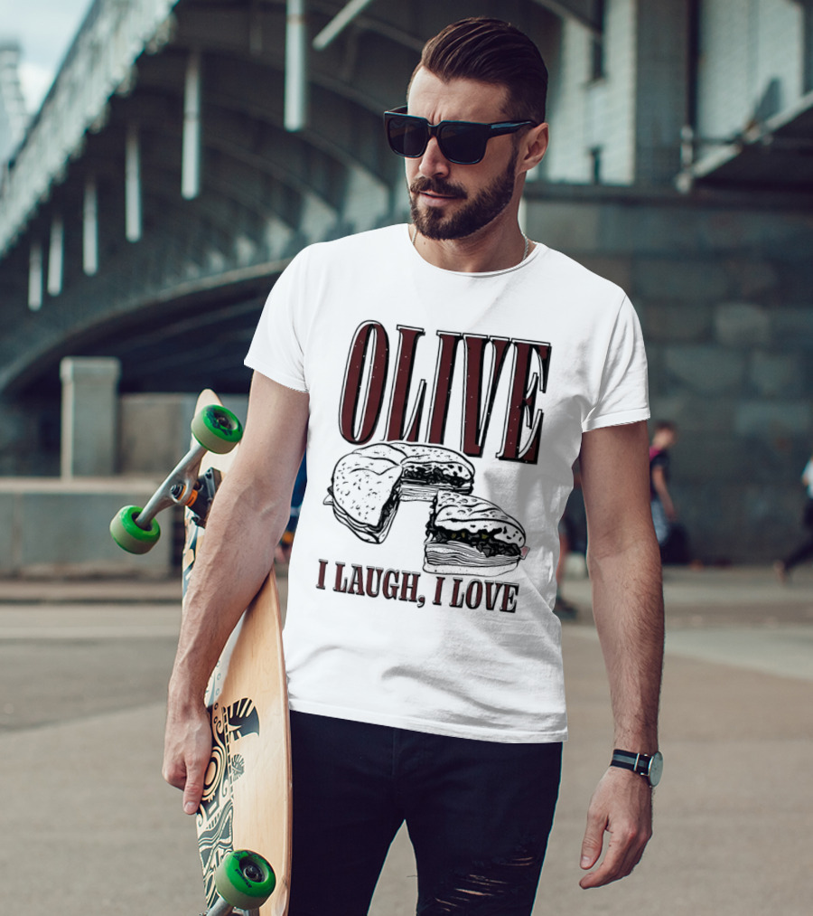 OLIVE I Laugh I Love Black Burger Joke T-Shirt