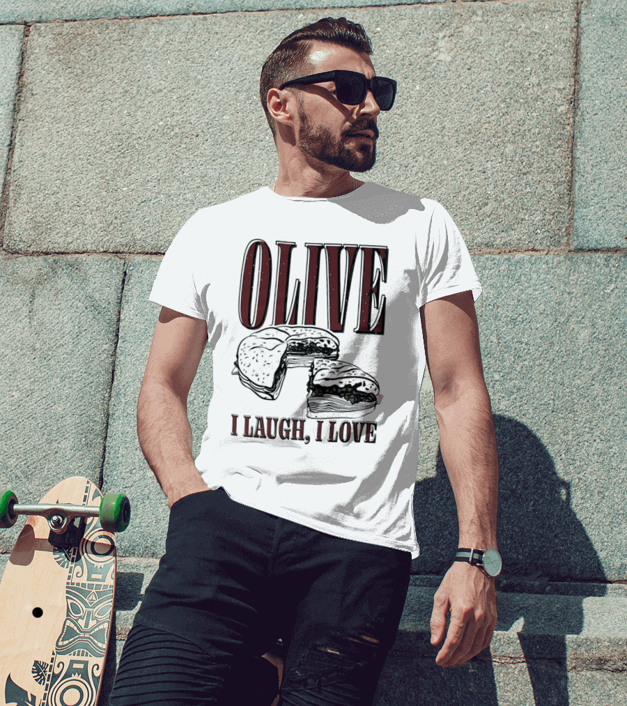 OLIVE I Laugh I Love Black Burger Joke T-Shirt