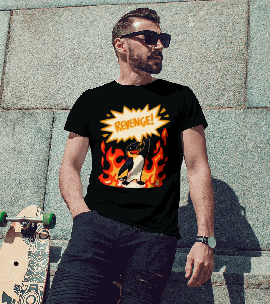 Hazbin Hotel Helluva Boss Revenge Penguin In Flames T-Shirt