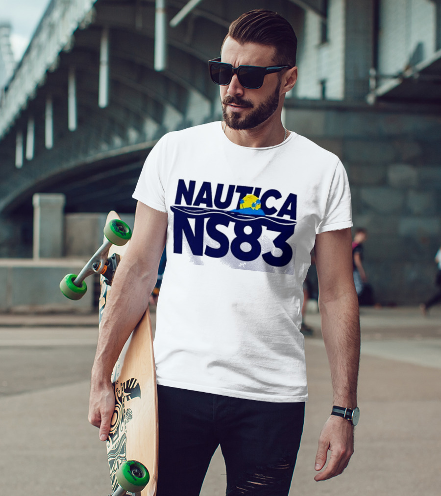 Nautica NS83 Ocean Wave And Globe T-Shirt
