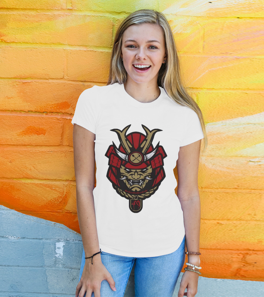 San Francisco 49ers Samurai Head With Crossed Axes And Number 49 T-Shirt