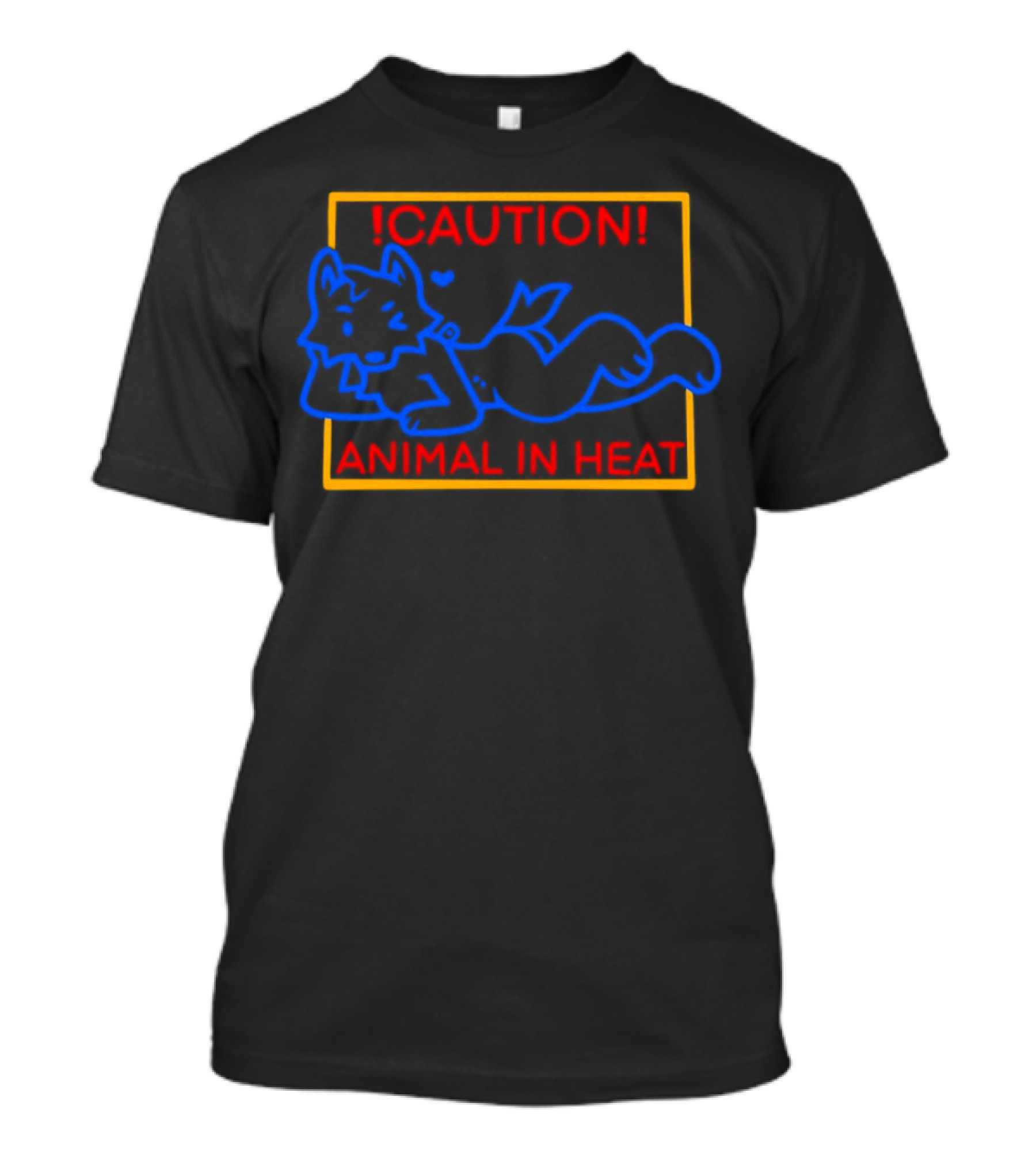 Caution Animal In Heat Neon Sign Playful Fox Character T-Shirt