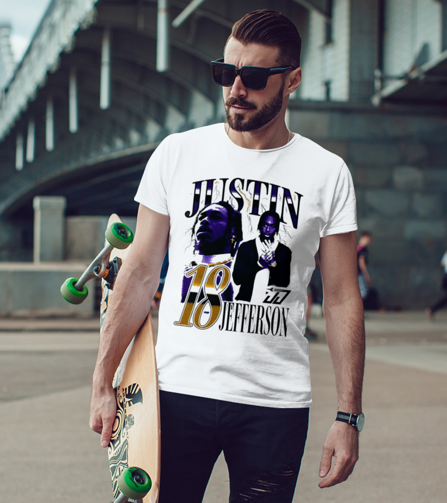 Justin Jefferson 18 Minnesota Vikings Lightning T-Shirt