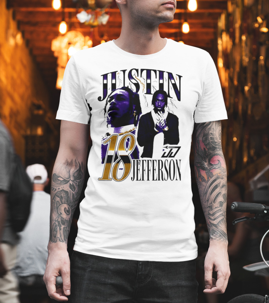 Justin Jefferson 18 Minnesota Vikings Lightning T-Shirt
