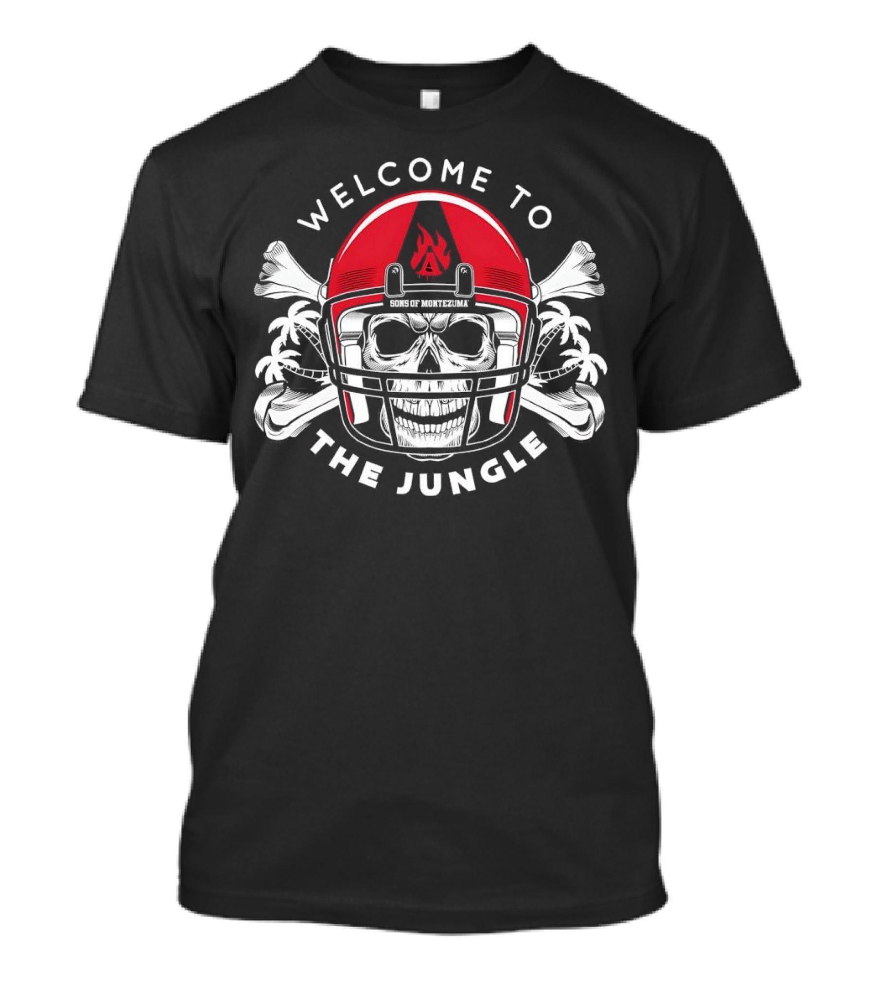 Welcome To The Jungle Skull Wear Helmet Sons Of Montezuma SDSU Aztecs T-Shirt