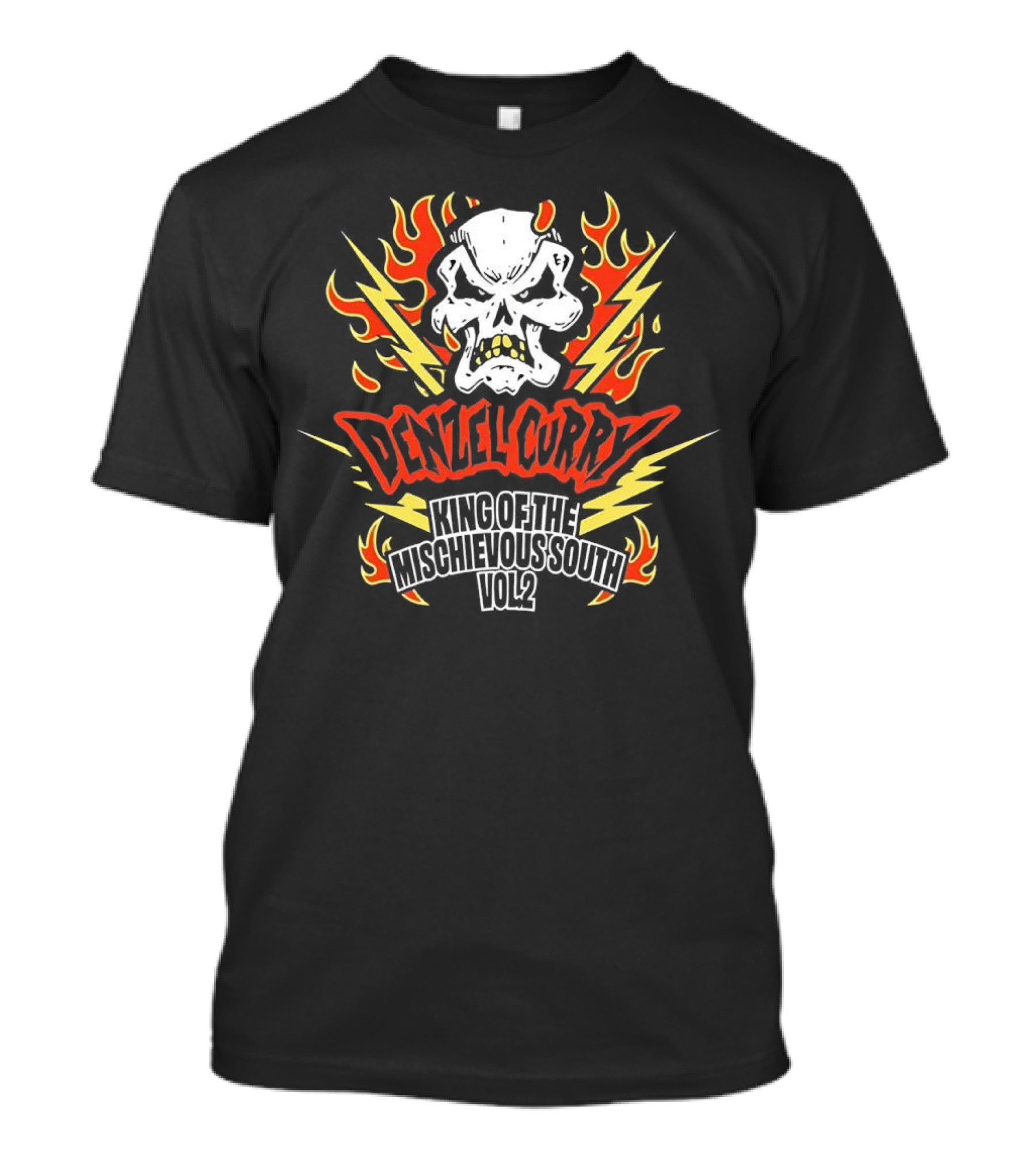 Denzel Curry King Of The Mischievous South Vol 2 Skull Flames Lightning T-Shirt