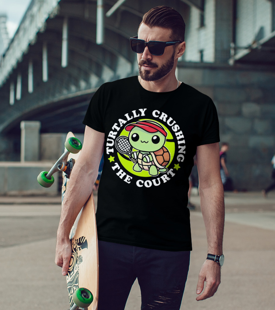 Turtally Crushing The Court Turtle Tennis T-Shirt