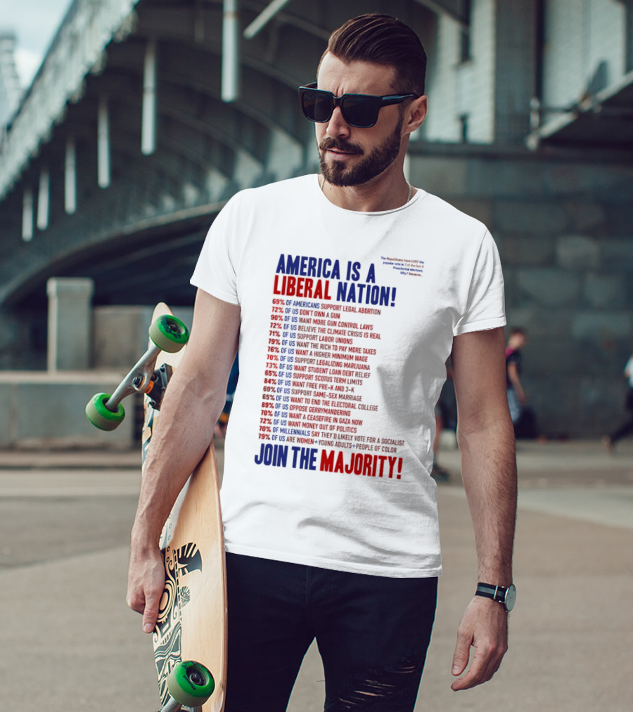 America Is A Liberal Nation 69% Of Americans Support Legal Abortion Join The Majority T-Shirt