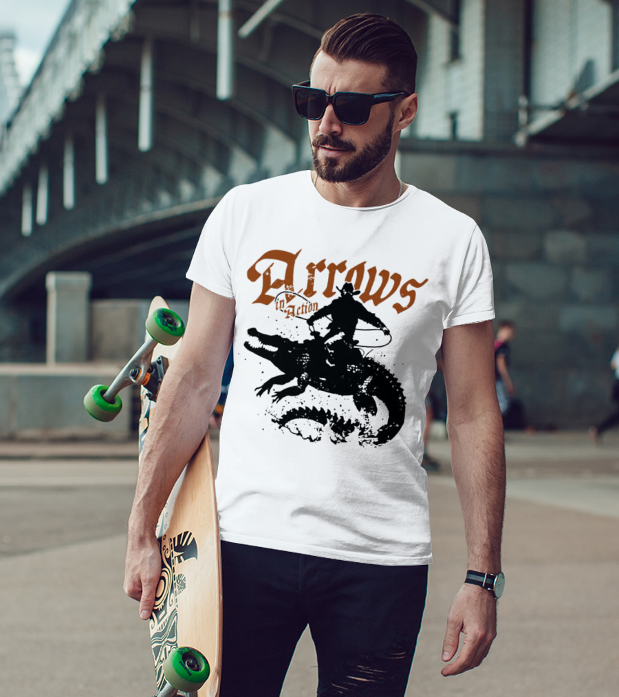 Arrows In Action Cowboy Riding Alligator T-Shirt