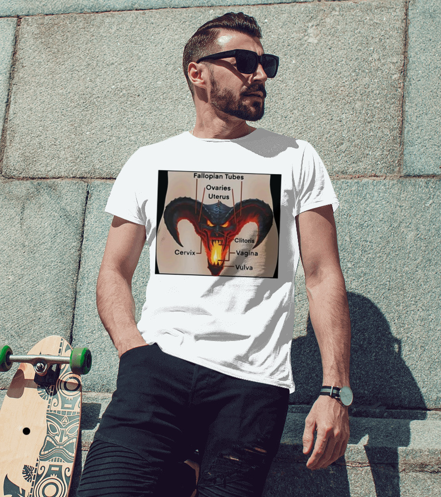 Fallopian Tubes Ovaries Uterus Cervix Clitoris Vagina Vulva Demon Anatomy T-Shirt