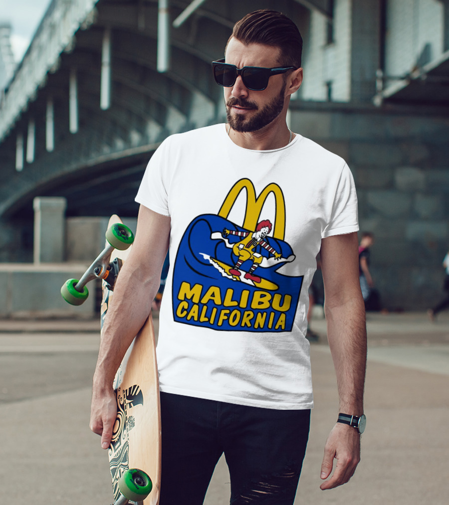 McDonald’s Clown Surfing Malibu California Waves T-Shirt