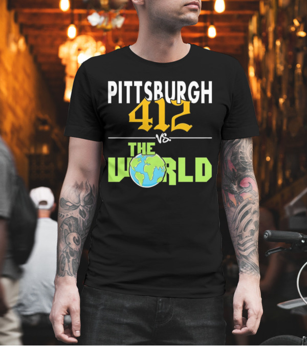 Pittsburgh 412 vs The World Earth Map T-Shirt Pittsburgh 412 vs The World Earth Map T-Shirt