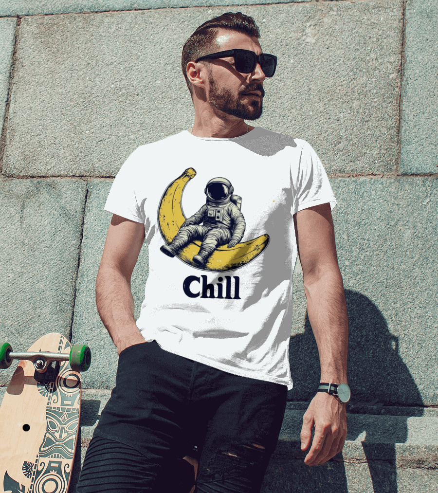Astronaut Chill Sit On Moon Banana T-Shirt