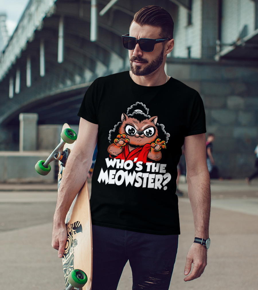 Who's The Meowster X Sho Nuff The Last Dragon Inspired Cat Character T-Shirt