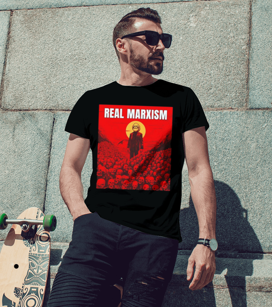 Karl Marx Real Marxism Surrounded By Skulls T-Shirt